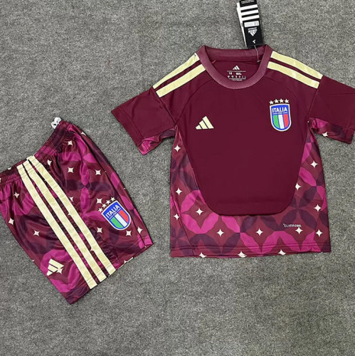 Italy  2026 World Cup Red Goalkeeper  kids Soccer jersey Size 16-28