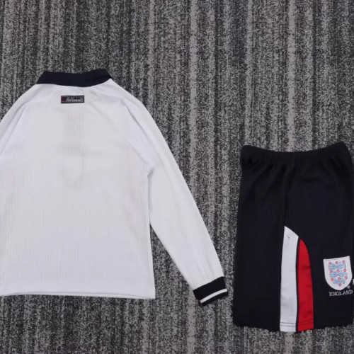 Retro England 1998 home Long Sleeve Kid kit Size 16-28