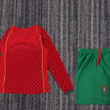 Retro Portugal 2004 Home Long Sleeve  kids Soccer jersey