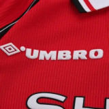 Retro Manchester united 1998/99 Home Long Sleeve kid kit size: 16-28