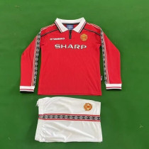 Retro Manchester united 1998/99 Home Long Sleeve kid kit size: 16-28 Retro Manchester united 1998/99 Home Long Sleeve kid kit size: 16-28