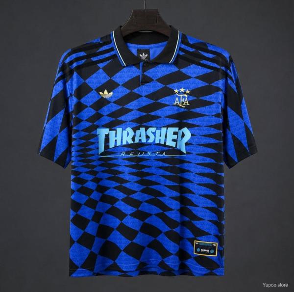 2026 Argentina x Thrasher x AFA Jersey With Blue Checkered Pattern S-2XL