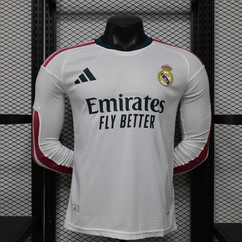 Mens Real Madrid 2026/27 Home Long Sleeve Player Version Jersey S-2XL