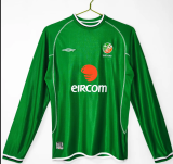 Retro  Ireland 2002 home long sleeve  soccer jerseys S-2XL