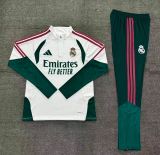 Real Madrid 2026/27 White And Green  Half zipper training clothes Kid Size 10-18