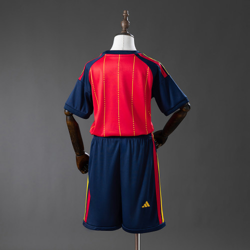 Spain 2026 World Cup Home kids Soccer jersey 16-28（Two stars）
