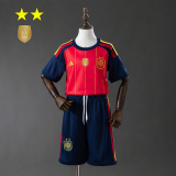 Spain 2026 World Cup Home kids Soccer jersey 16-28（Two stars）