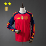 Spain 2026 Home 2-Star Champion Edition Long Sleeve Jersey Size S-2XL