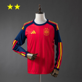 Spain 2026 Home 2-Star Champion Edition Long Sleeve Jersey Size S-2XL