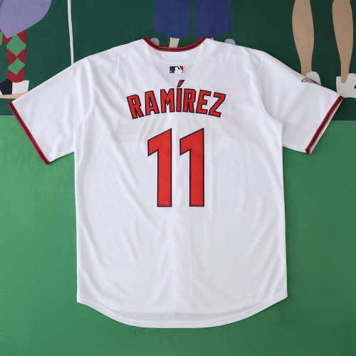 MLB 2025 Cleveland Guardians White Jersey RAMIREZ #11 S-3XL