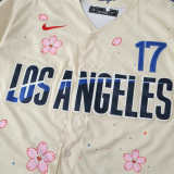 MLB LosAngeles Dodgers Beige Jersey Flower Edition OHTANI #17 S-3XL