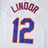 MLB 2025 New York Mets White Jersey LINDOR #12 S-3XL