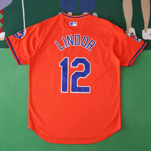 MLB 2025 New York Mets Orange Jersey LINDOR #12 S-3XL