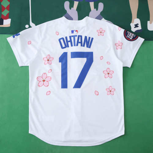 MLB LosAngeles Dodgers White Jersey Flower Edition OHTANI #17 S-3XL