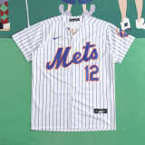 MLB New York Mets White Jersey LINDOR #12 S-3XL