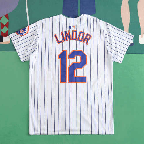 MLB New York Mets White Jersey LINDOR #12 S-3XL