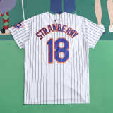 MLB New York Mets White Jersey STRAWBERRY #18 S-3XL