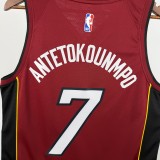 Miami Heat V-Neck Red NBA Jersey No. 7  ANTETOKOUNMPO