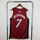 Miami Heat V-Neck Red NBA Jersey No. 7  ANTETOKOUNMPO