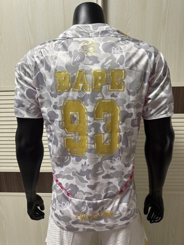 2026 BAPE X ADIDAS - Gray and White Player Version jersey size S-2XL