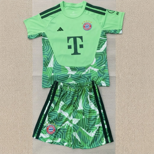 Kids Kit Bayern Munich 2026/27 Green Goalkeeper Soccer Jersey size 16-28