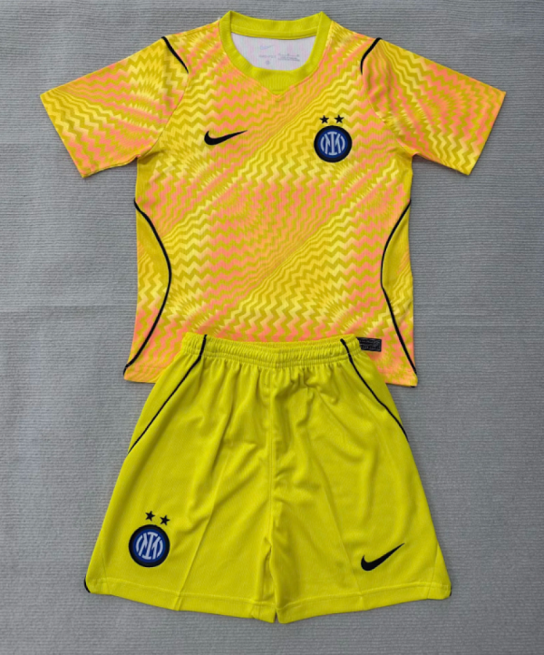 Kids Kit Inter Milan 2026/27 Yellow Goalkeeper Soccer jerseys Size 16-28