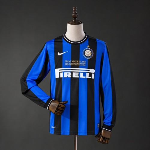 Retro Inter Milan 2009/10 Home Long Sleeve Soccer Jersey S-XXL