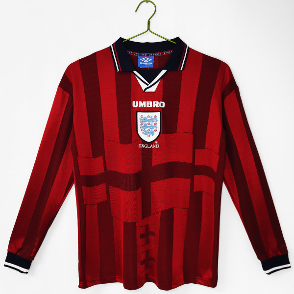 Retro England 1998 Away Long sleeve soccer jerseys Size S-2XL