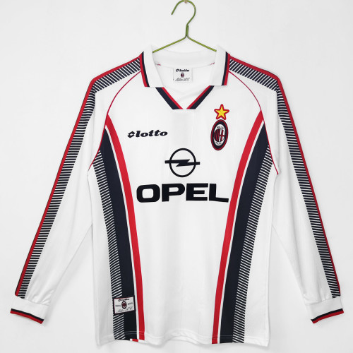 Retro AC milan 1997/98 away long sleeve soccer jerseys S-XXL