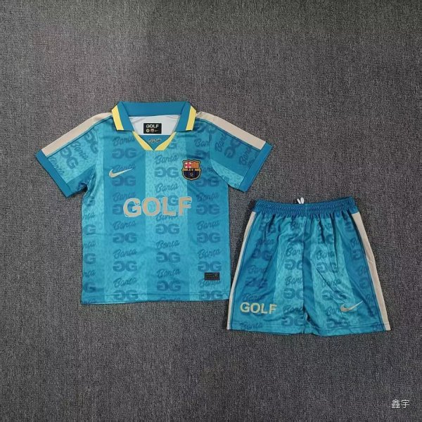 Kid Kit Barcelona 2026/27 GOLF Blue Special Soccer Jersey Size 16-28