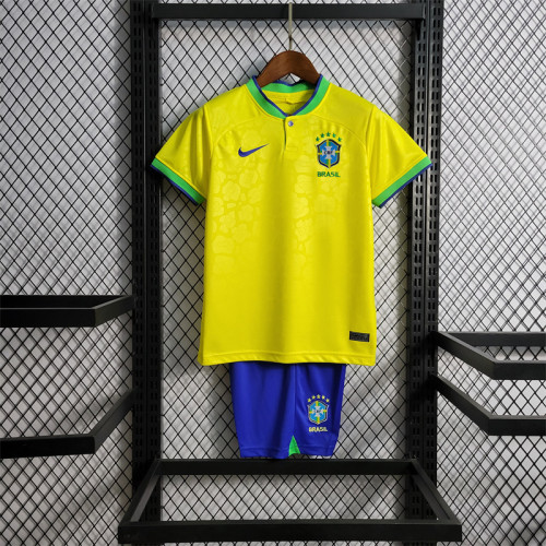Kids Kit 22/23 Brazil Jersey Home World cup 2022 Football Jersey Custom Name 2022 2023 national Team  Soccer shirt