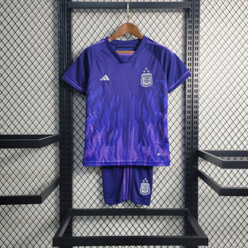 3 star Kids Kit 22/23 argentina Jersey Away World cup 2022 Football Jersey Custom Name 2022 2023 national Team  Soccer shirt