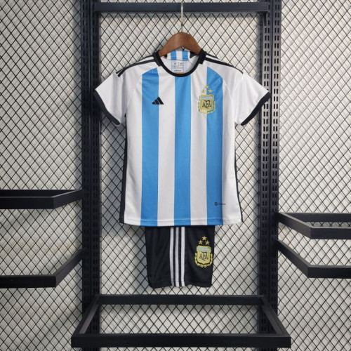 3 star Kids Kit 22/23 argentina Jersey Home World cup 2022 Football Jersey Custom Name 2022 2023 national Team  Soccer shirt