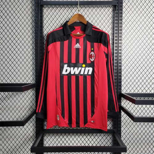 AC Milan Jersey Home kit 07/08 Long Sleeves history retro Football kit Custom Name 2007 2008 Soccer Sport Shirt