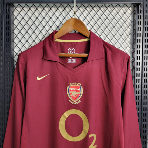 Arsenal Jersey 05/06 Long sleeves history retro Football Kits Custom Name 2005 2006 Soccer Sport Shirt