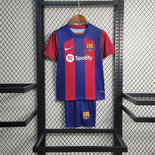 Kids kit Barcelona Home Jersey 23/24 Football Kit 2023 2024 Soccer Team Shirt