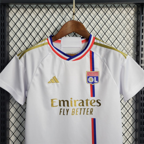 Kids kit Lyon Jersey 23/24 Home Football Kit 2023 2024 Soccer Sport Shirt