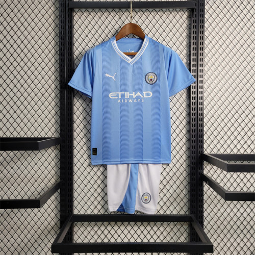 Kids Kit Manchester City Jersey 23/24 Home Football Kit 2023 2024 Soccer Shirt Haaland