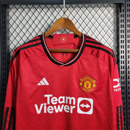Manchester United Home Jersey 23/24 Long Sleeves Football Kit Custom Name 2023 2024 Soccer Team Shirt