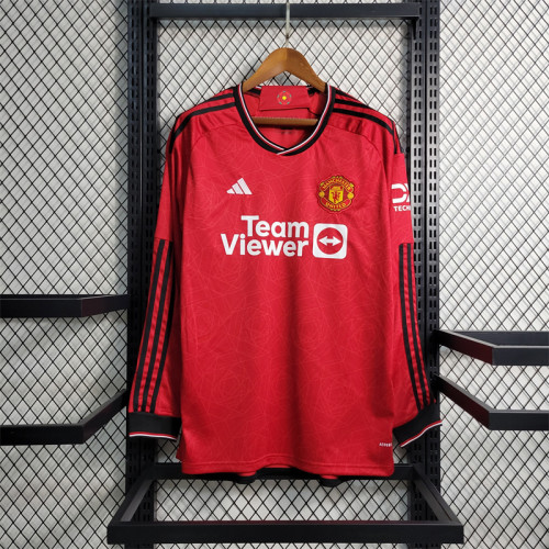 Manchester United Home Jersey 23/24 Long Sleeves Football Kit Custom Name 2023 2024 Soccer Team Shirt