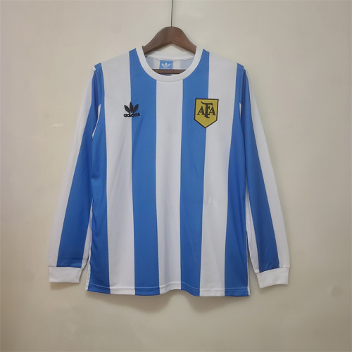 Argentina Jersey Home Kit 1978 Retro Long Sleeves Football Team Soccer Shirt