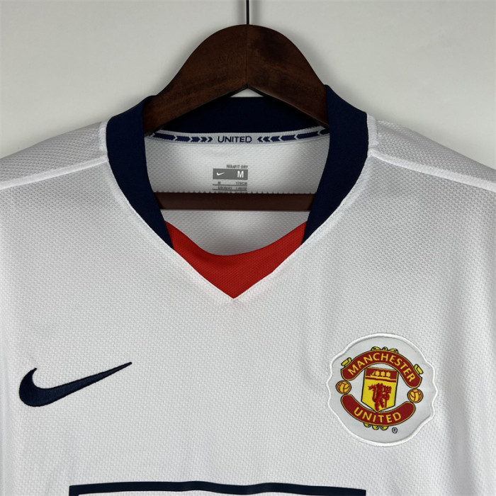 Man United Jersey Away Kit 2007/08 Retro Long Sleeves Football Team Soccer Shirt