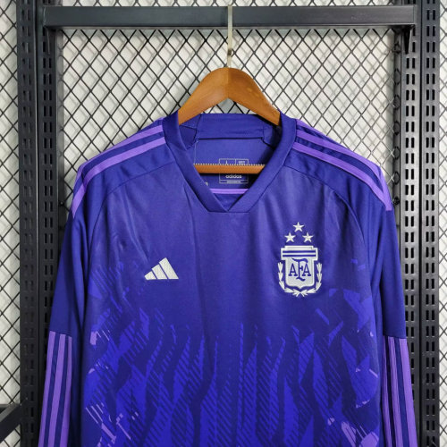 Messi Argentina Jersey Away kit 2022 World Cup Long Sleeves Football Team Soccer shirt