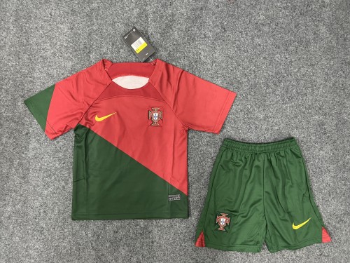 Portugal Jersey Home Kit 2022 World Cup Kids Football Team Soccer Shirt