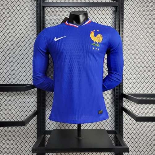 Player France Home Kit 24/25 Euro Cup 2024 Long Sleeves Football Jersey