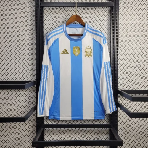 Argentina Home Kit 24/25 Copa America 2024 Long Sleeves Football Jersey Messi