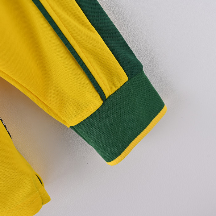 Retro Brazil Jersey 1998 Home Long Sleeves Football Kit Soccer Jersey