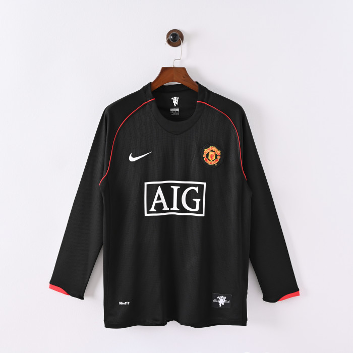 Retro Manchester United Jersey 2007/08 Away Long Sleeve Football Kit Soccer Shirt