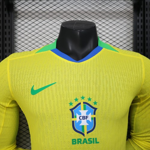 Player Version Brazil Jersey 25/26 Home Long Sleeves Football Kit Soccer Jersey