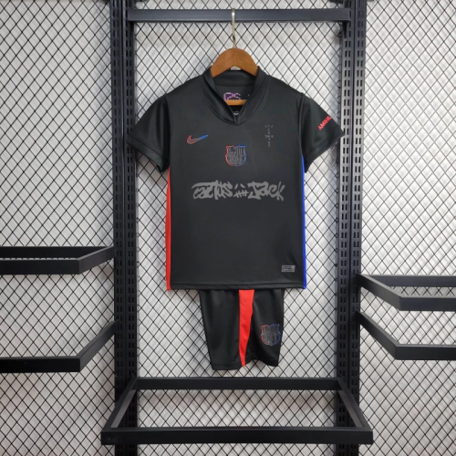 Kids Barcelona Away Jersey Travis Scott 24/25 Football Kit Soccer Jersey